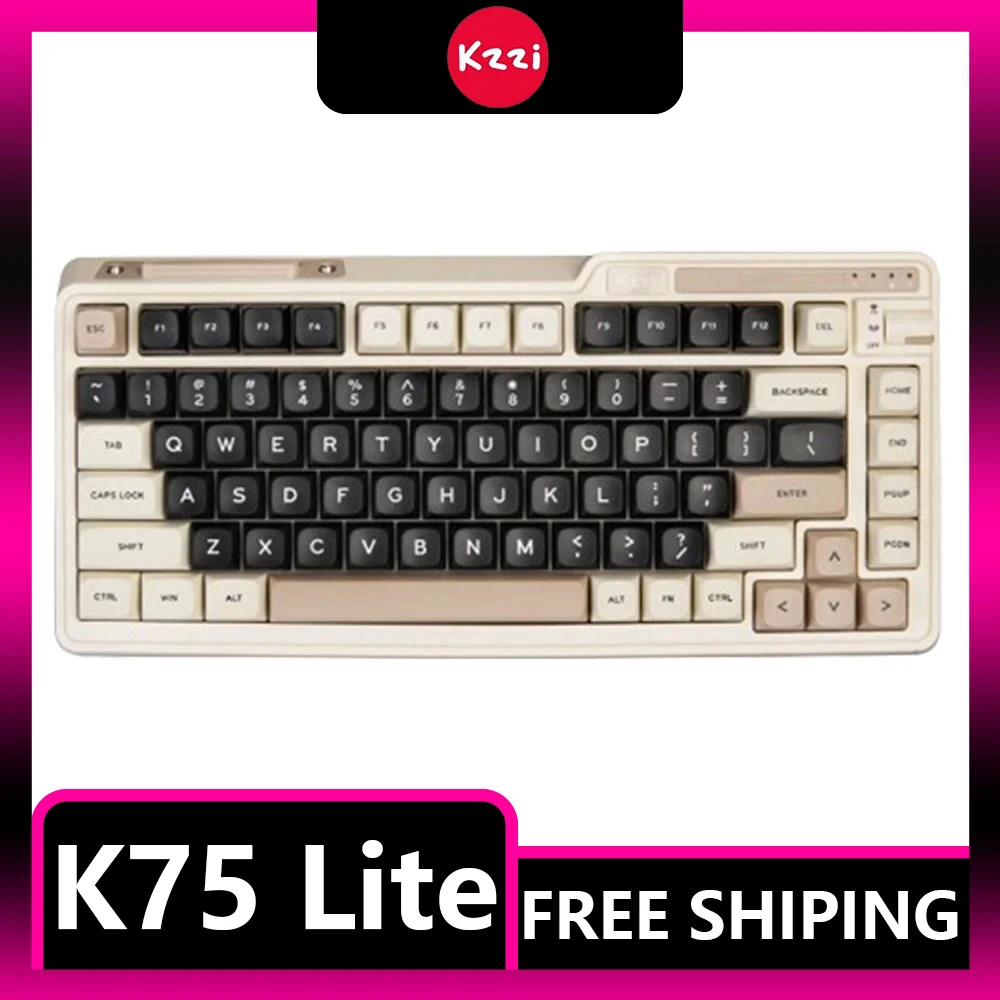 

Клавиатура Kzzi K75 Lite механическая, игровая беспроводная клавиатура с RGB подсветкой, 82 клавиши, три режима, Bluetooth, аксессуары для офиса и ПК