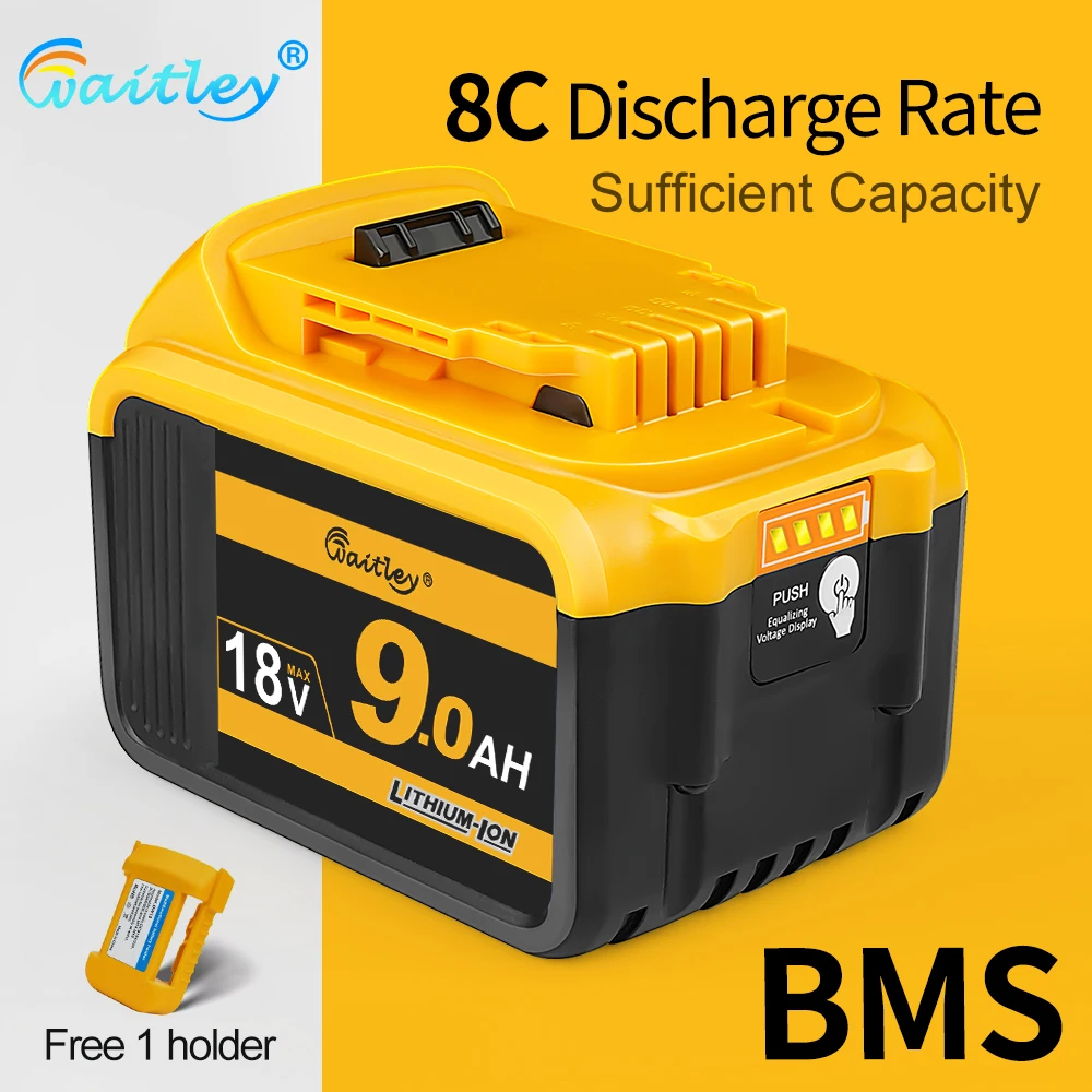 Аккумулятор Waitley 9 Ач для беспроводного блока питания Dewalt Tools 18 В 20 В/совместим с аксессуарами Dewalt/доставка из RU или PL