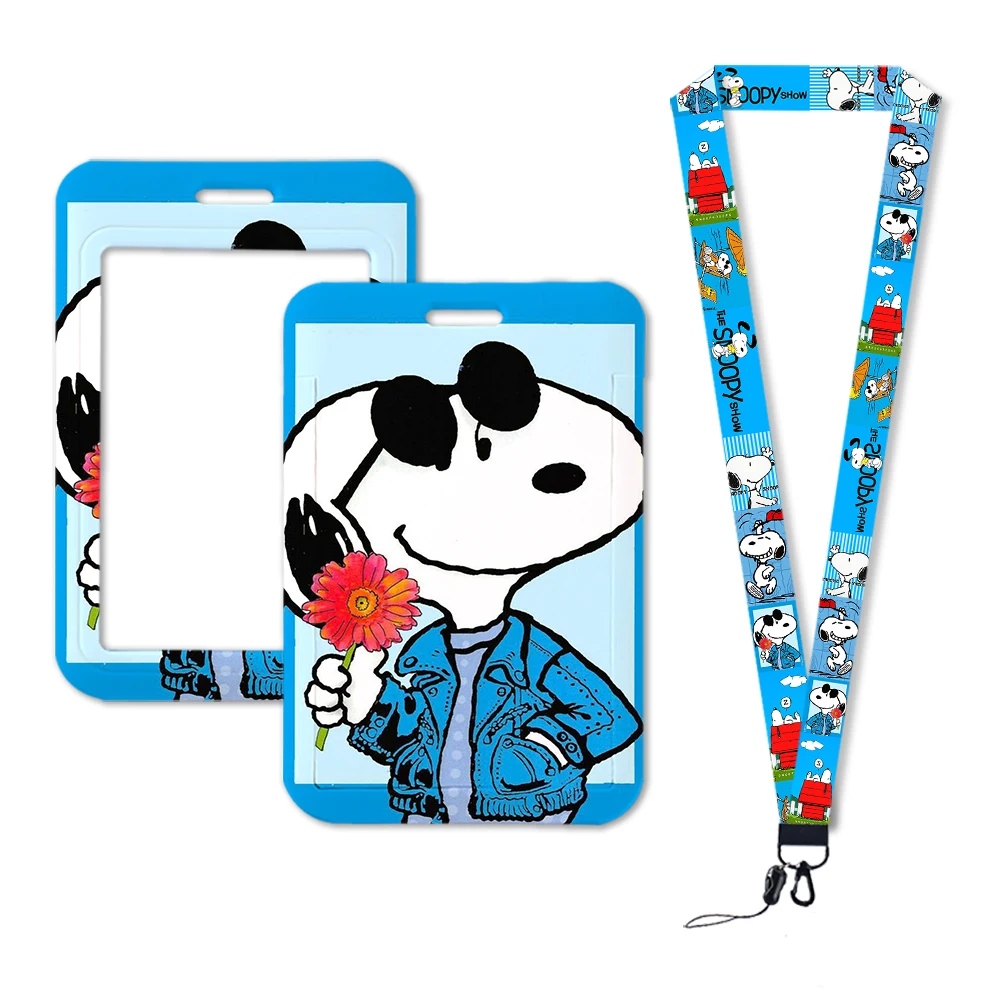 White Dog Lanyards ID Badge Holder Card Holders Retractable Clip Hang Rope Students Lanyard Card Case