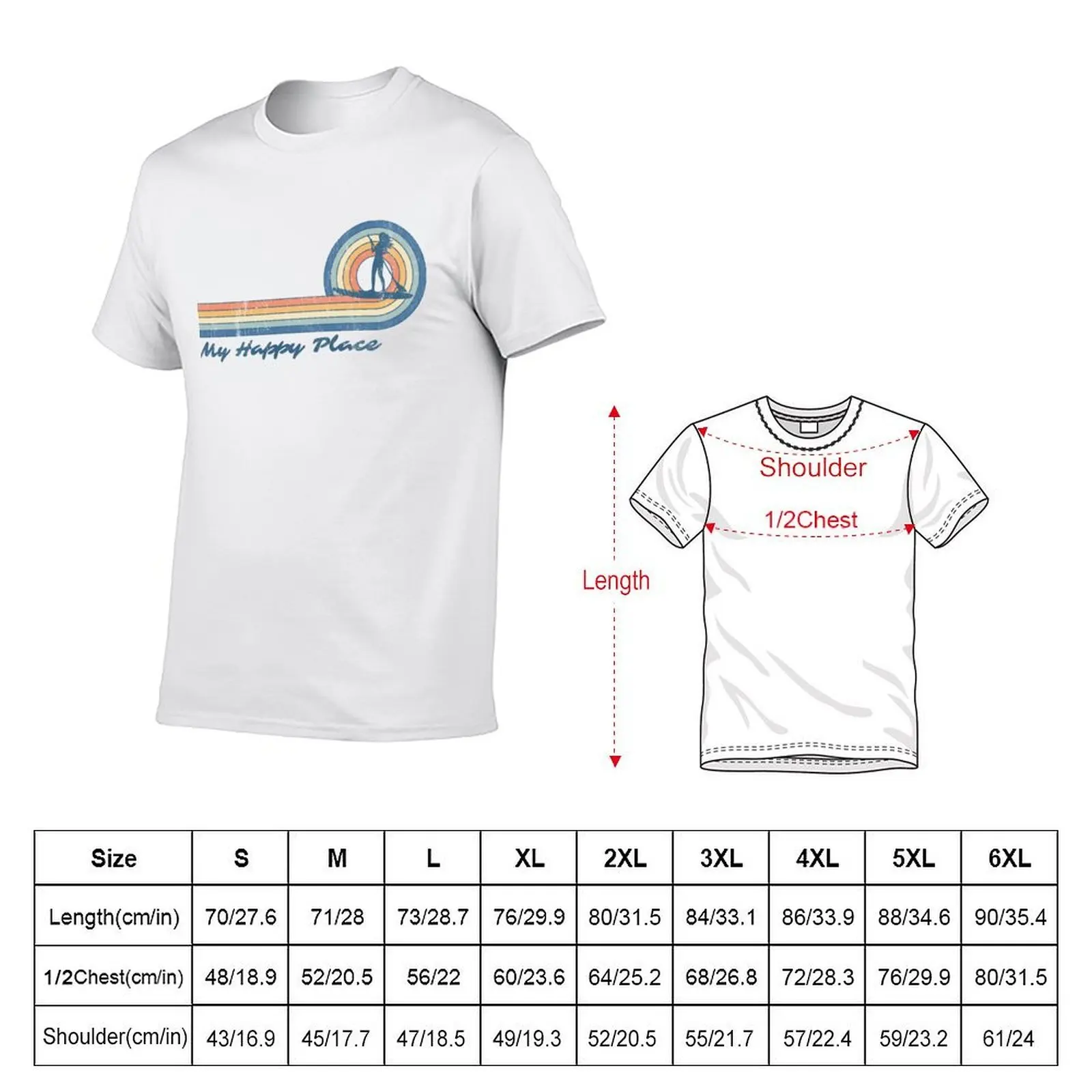Stand Up Paddleboarding My Happy Place SUP Sunset T-Shirt t shirt for man 100 percent cotton mens graphic t shirts T-Shirt