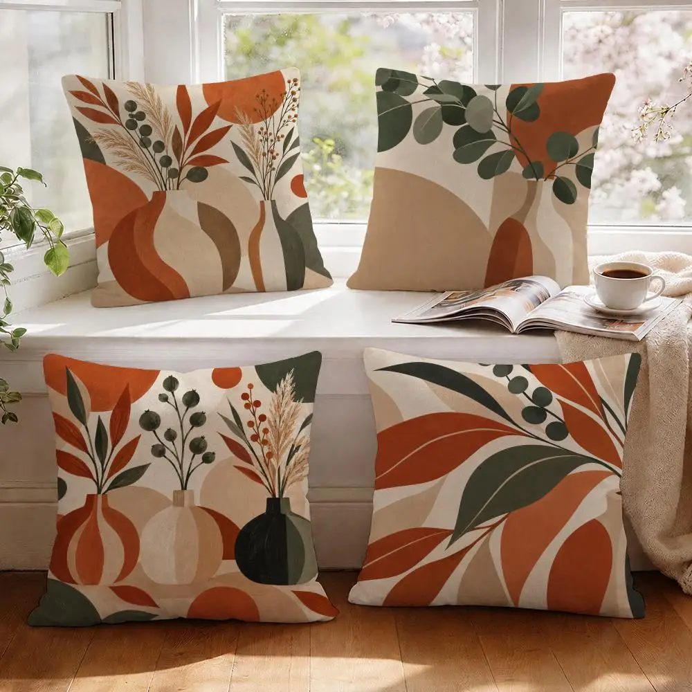 Modern Vases Sculptural Cushion Cover 1/4Pcs Linen Throw Pillow Covers Double-Side Print Sofa Couch Living Room Decor