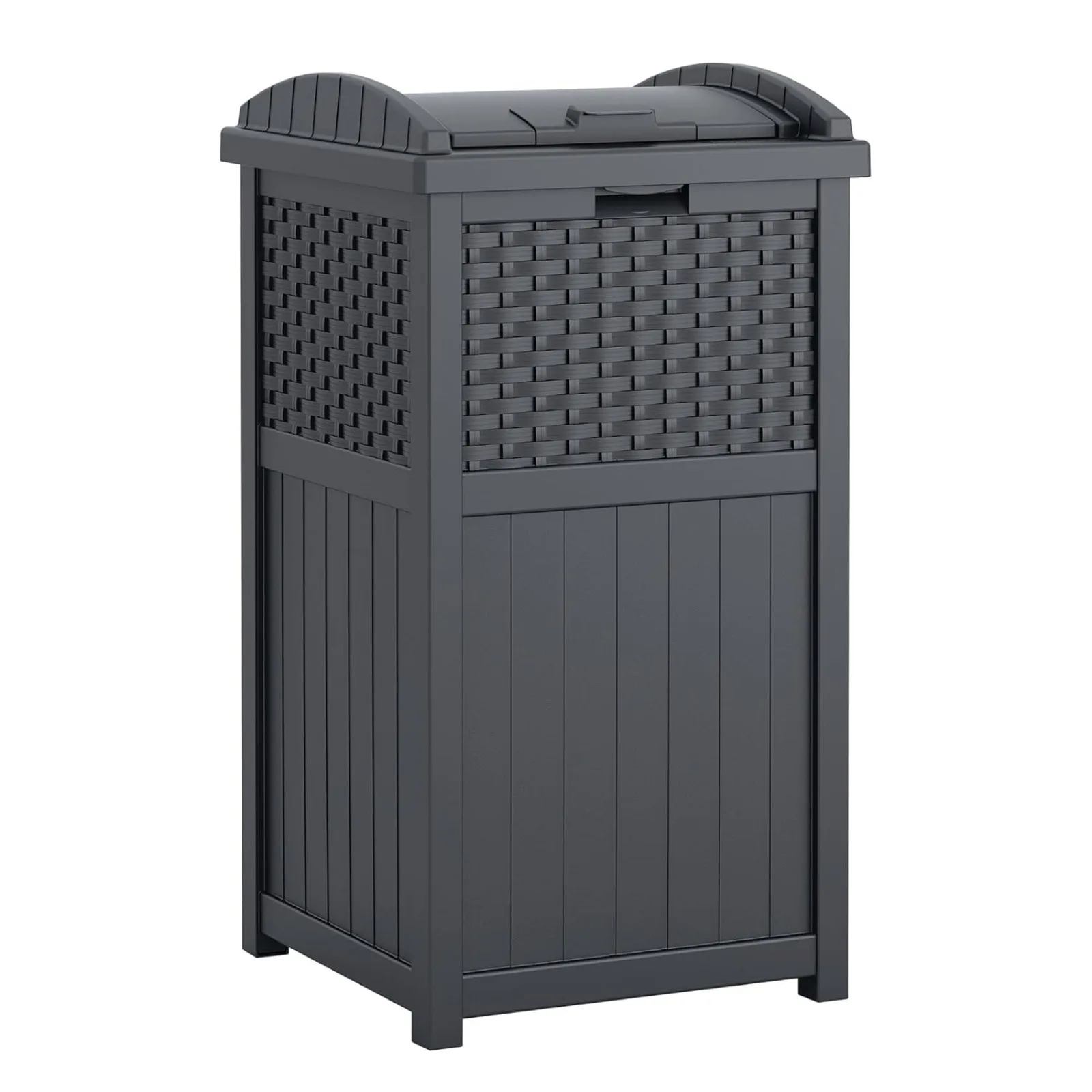 

33 Gallon Resin Outdoor Hideaway Patio Trash Can, Cyberspace Grey
