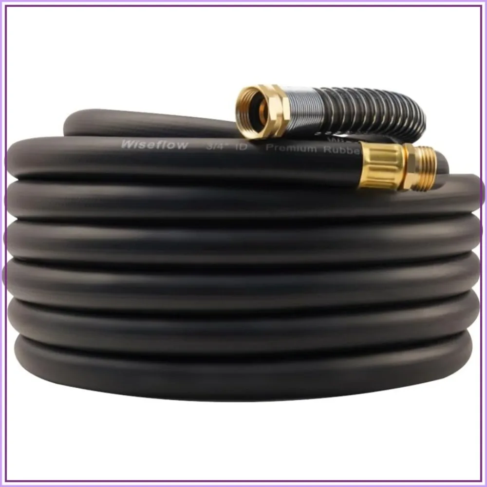 

50FT Heavy Duty Rubber Garden Hose, 3/4" Five-Layer Braided, 1200PSI Burst, 300PSI Working, Leak-Proof Brass Fittings, No Kink, All Weather, Black