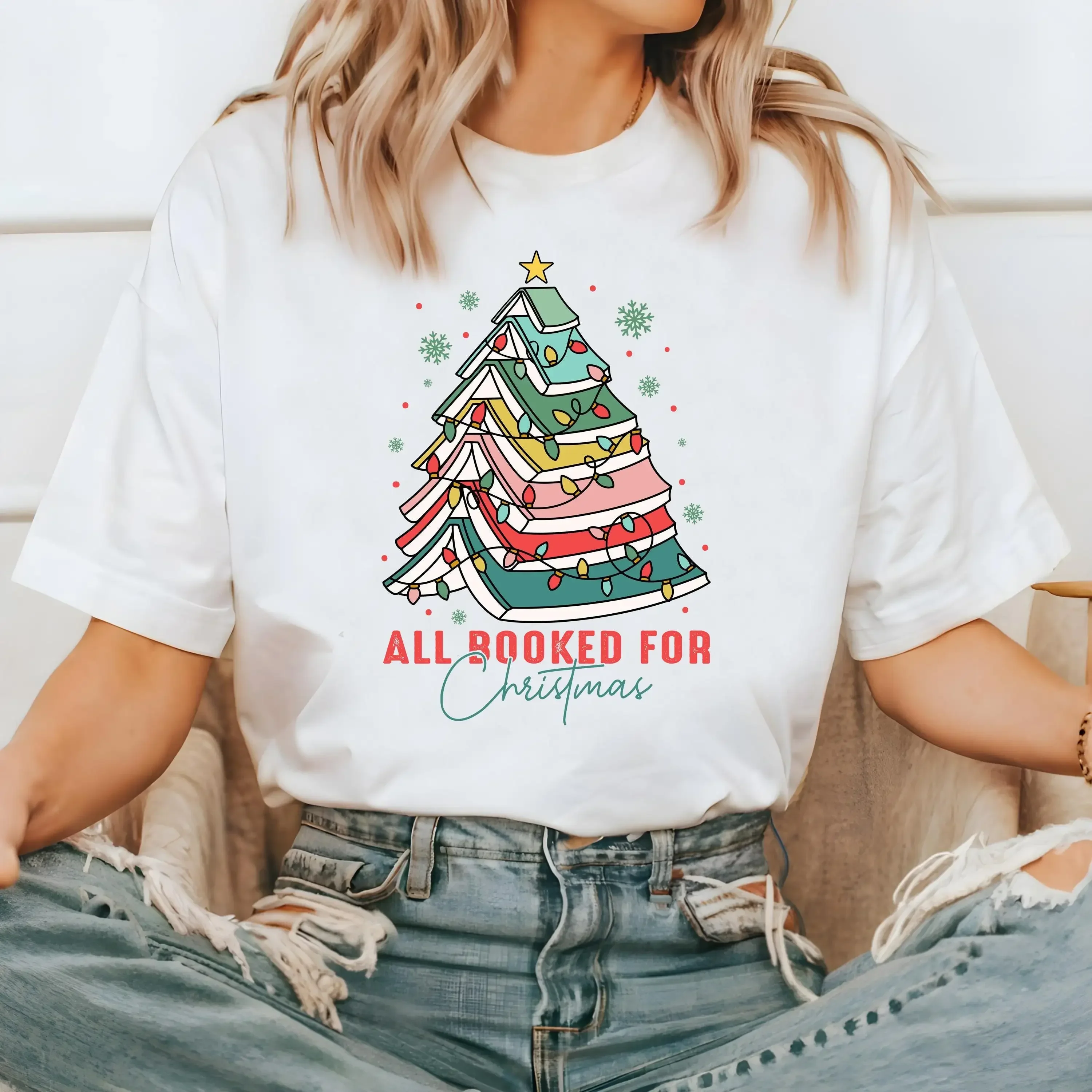 Cute Book Christmas  T Shirt Readers Vintage Retro Holiday Bookish Lover