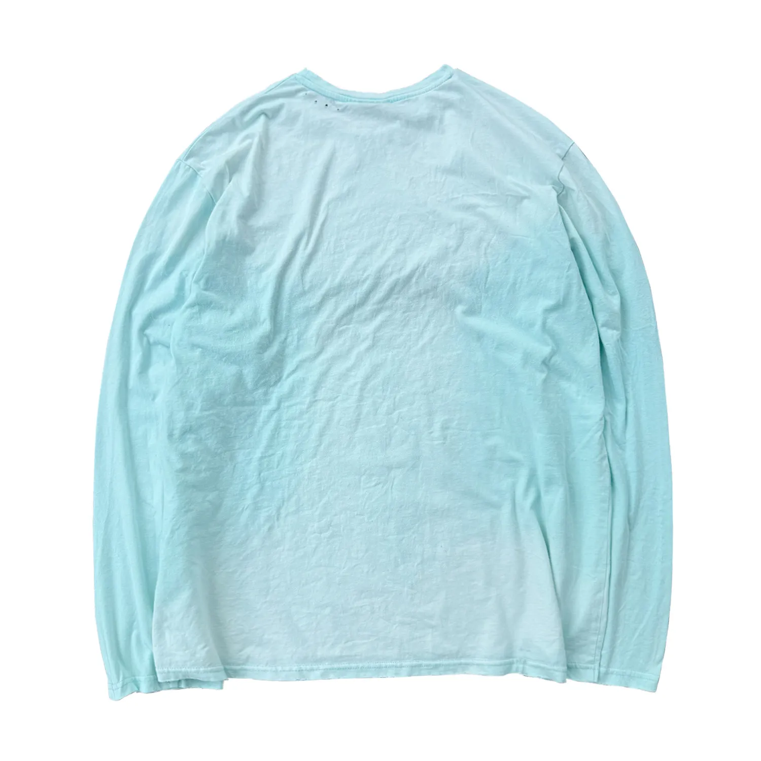 2026 New Vintage Unisex Long Sleeve T-Shirt Washed Distressed Ripped Punk Letter Print 100% Cotton Loose Tee Green Blue