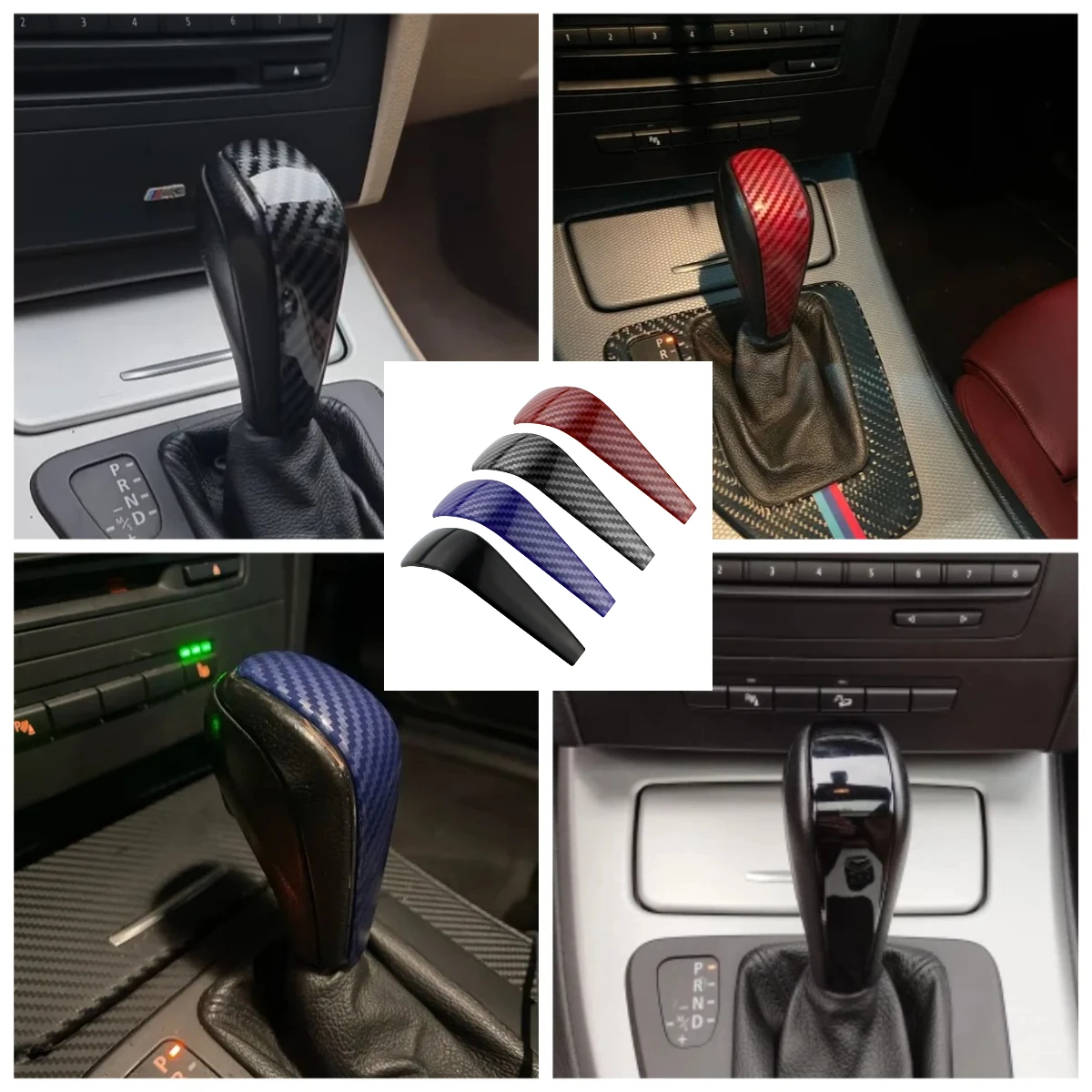 ABS Carbon Fiber Car Gear Shift Knob Sticker Trim for BMW 3Series E90 E92 E93 E84 2006-2012 Decoration Cover Accessories