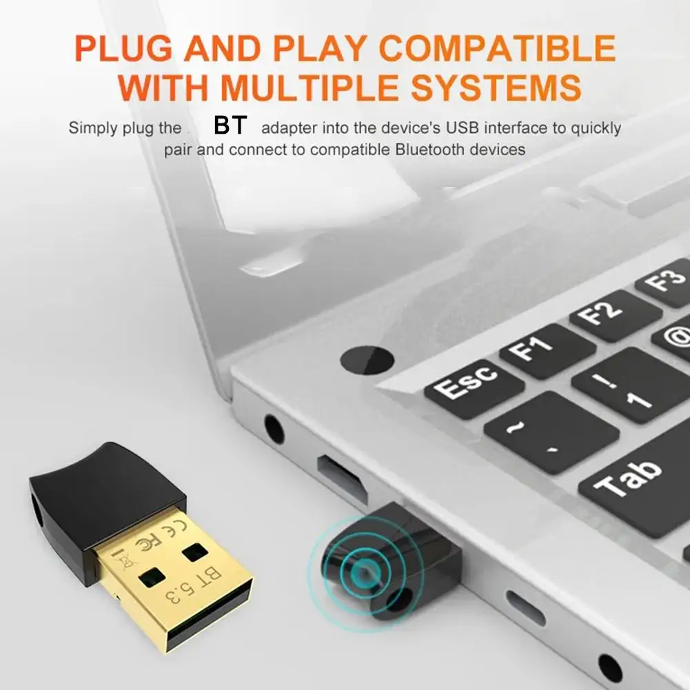 Adaptador USB sem fio para computador, compatível com Bluetooth 5.0, Mini Dongle, transmissor, música, receptor de áudio, PC, laptop, BT5.3