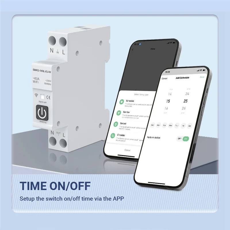 Умный автоматический выключатель ABKI-Tuya WIFI 1P + N 1A-63A Регулируемая DIN-рейка с измерением Работа с Smart Life Alexa Home