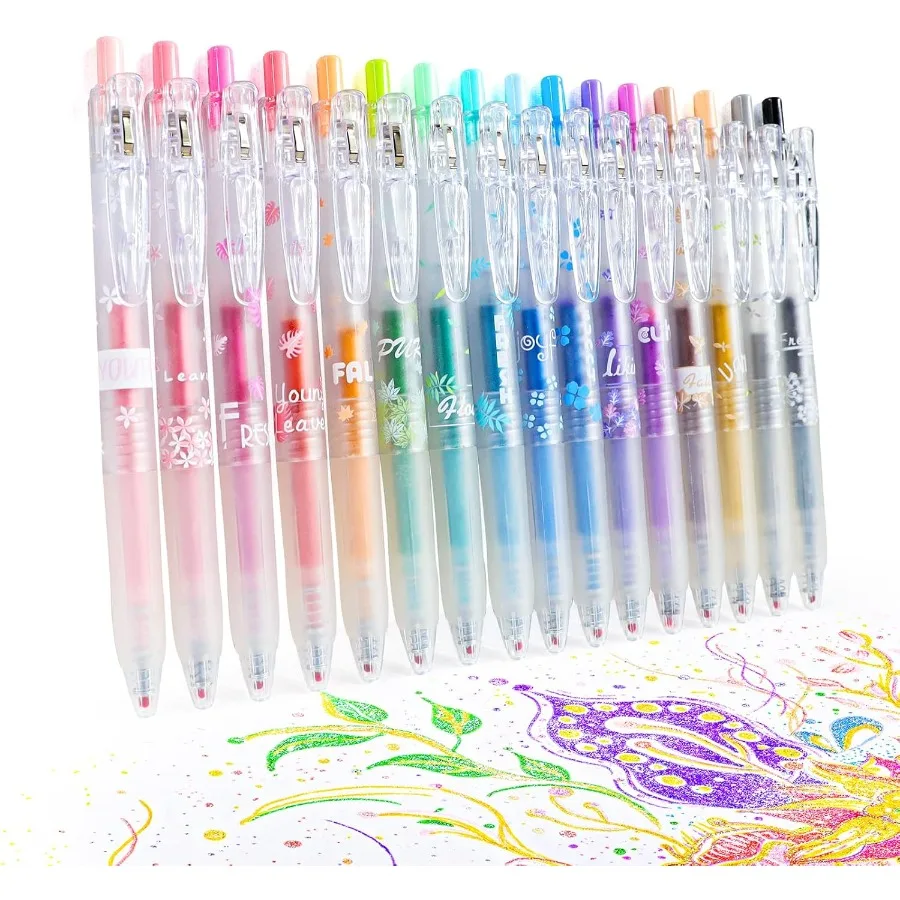 

Glitter Gel Pens 16 Pack Colored Glitter Pens 0.7mm Retractable Colorful Sparkle Gel Marke Sparkly and Pastle Colo Tween Teen G