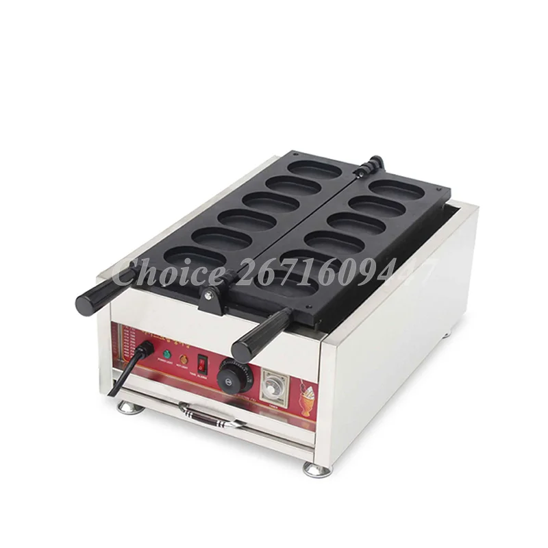 Fogão De Ovo De Explosão Elétrica De Aço Inoxidável, Egg Cake Waffle Biscuit Machine, 6-Hole, Comercial