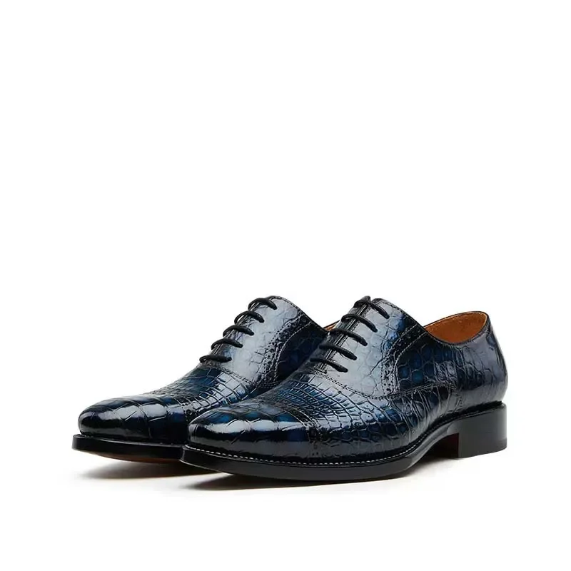 CWV  new business men   lace-up  crocodile leather  office party   Leather soles  Men crocodile shoes