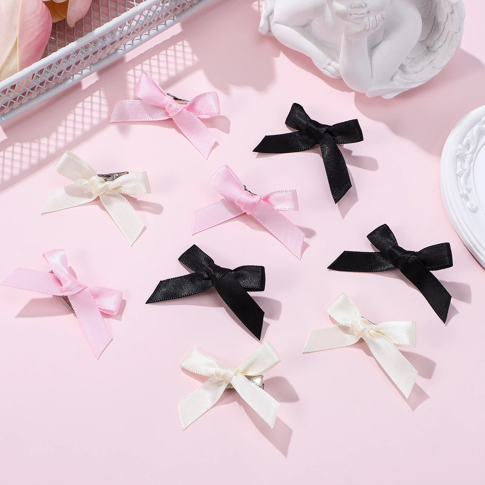 

30pcs Hair Clips Bowknot Barrettes Mini Polyester Styling Accessories Hair Bows Decorative Strong Durability Different Colors