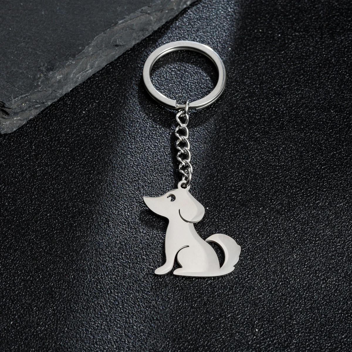 Shuangshuo Stainless Steel Dog Animal Keychain Cartoon Lovely Puppy Key Rings Keychains Key Holders Pendant Accessories Gift