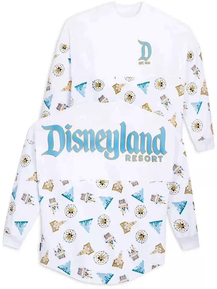 Disneyland Walt Disney World Castle Letter Celebration Mickey Mouse Print Sweatshirt Unisex Couple Women Long Sleeve Jumper Tops