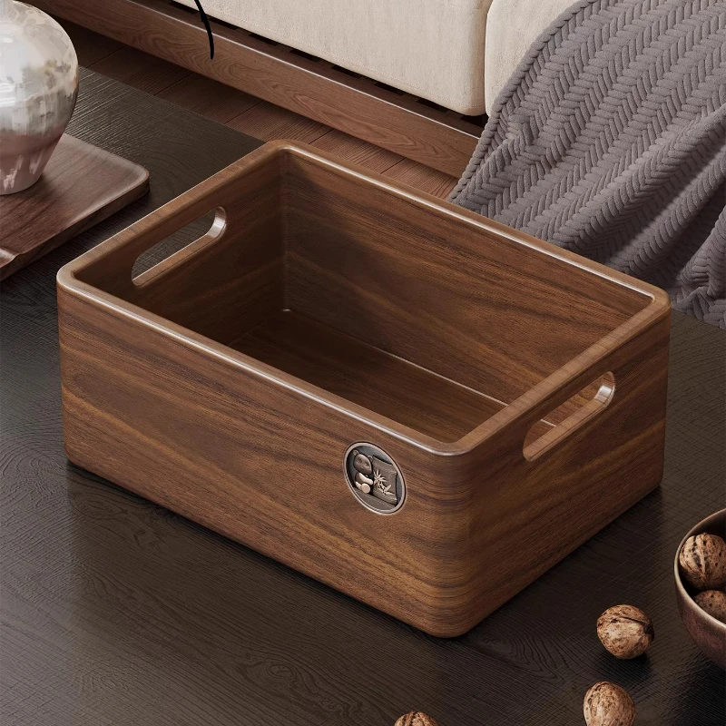 

Solid Wood Desktop Storage Basket, Coffee Table Organizer, Snack, Key, and Miscellaneous Items Basket, Cosmetic Storage Box
