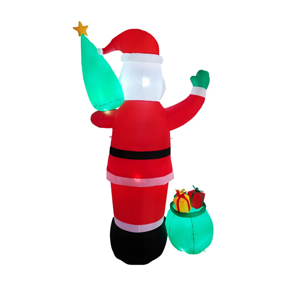 8FT/2.4M Christmas Inflatable Santa Claus with Tree And Gift Bag, Built-in LED Lights For Courtyard Garden Lawn Xmas Decoration