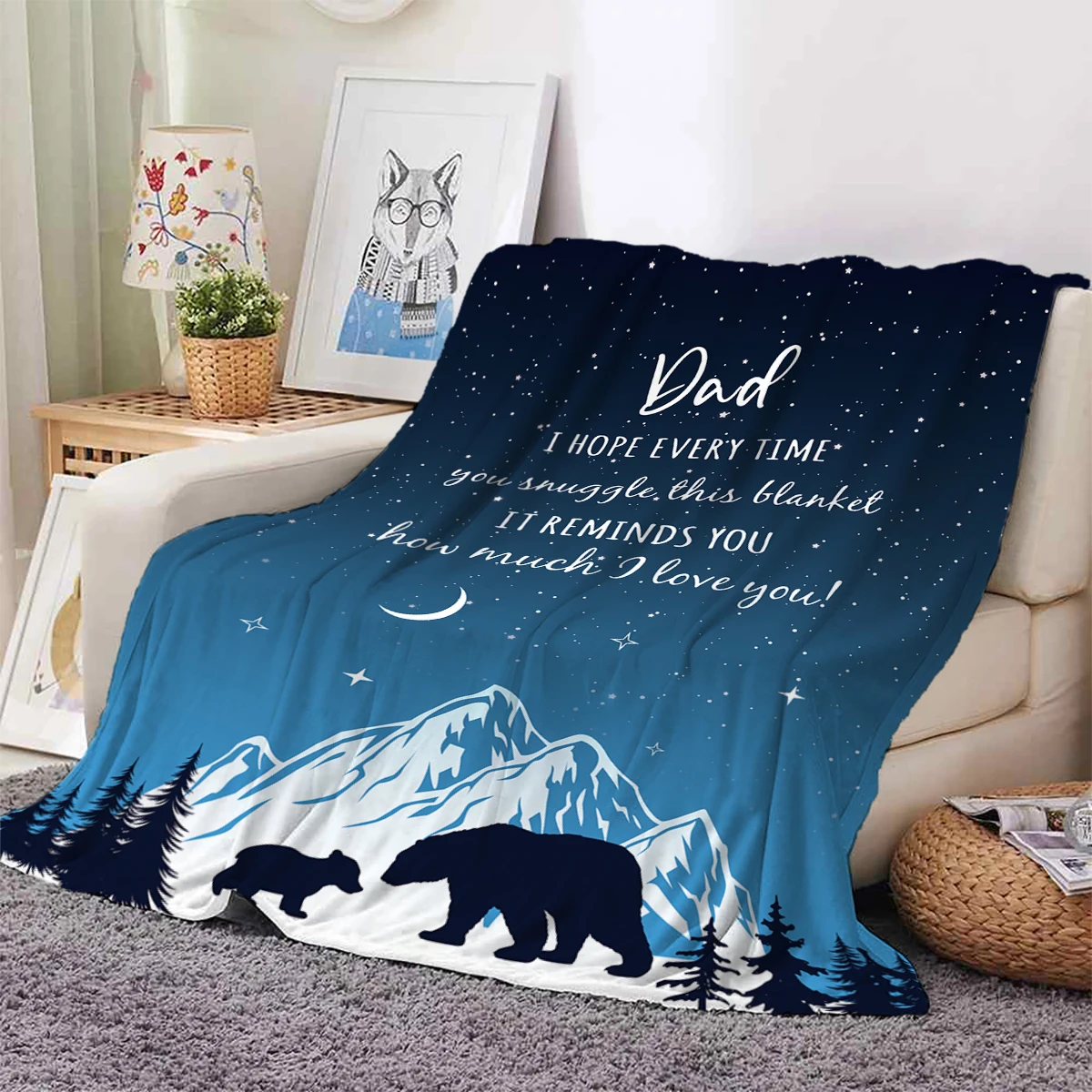 Dad's Birthday Gift Series Blanket, Birthday Gifts for Dad from Daughter Son,For Couch, Sofa Bed Decorative Blankets All Season