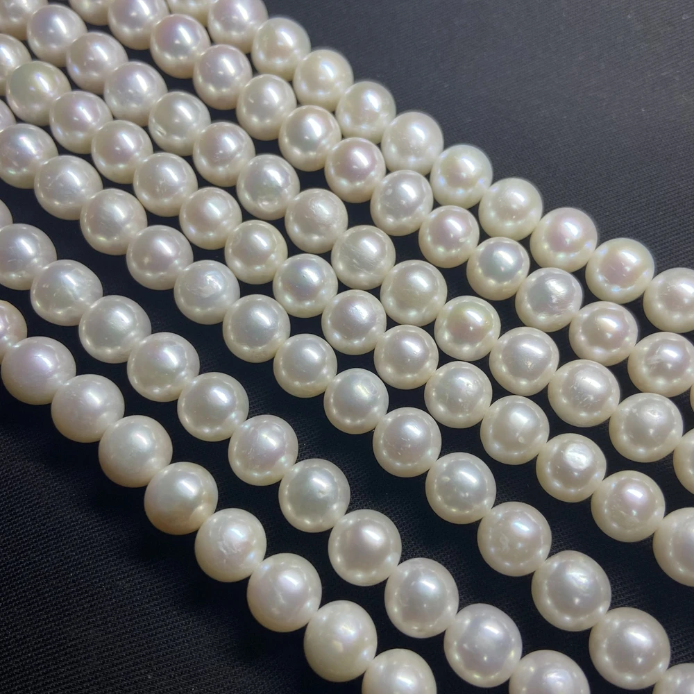 Meisidian 4AQuality 8mm String 100% Natural Freshwater Pearl Loose Round Beads Necklaces