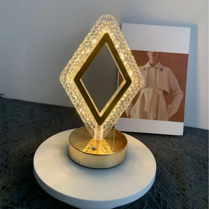 Прикроватная настольная лампа для спальни, декоративный ночник, хрустальная настольная лампа, сенсорная лампа