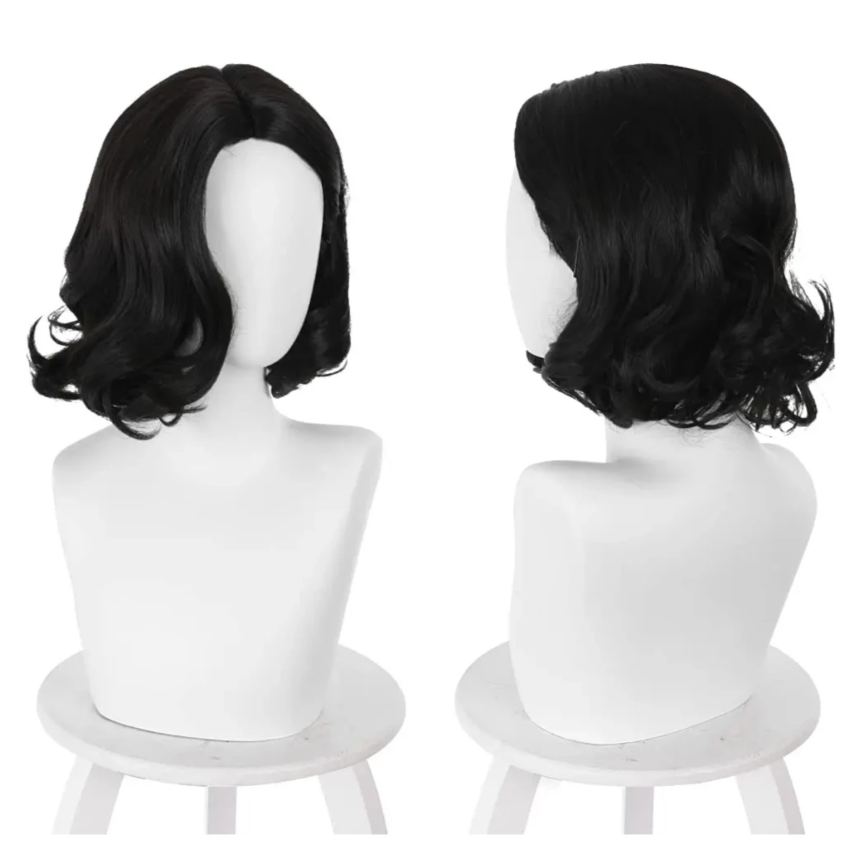 

Evil Alcina Lady Dimitrescu Cosplay Synthetic Wig Black Short Bob Wavy Middle Part Anime Party Halloween Costume Wigs
