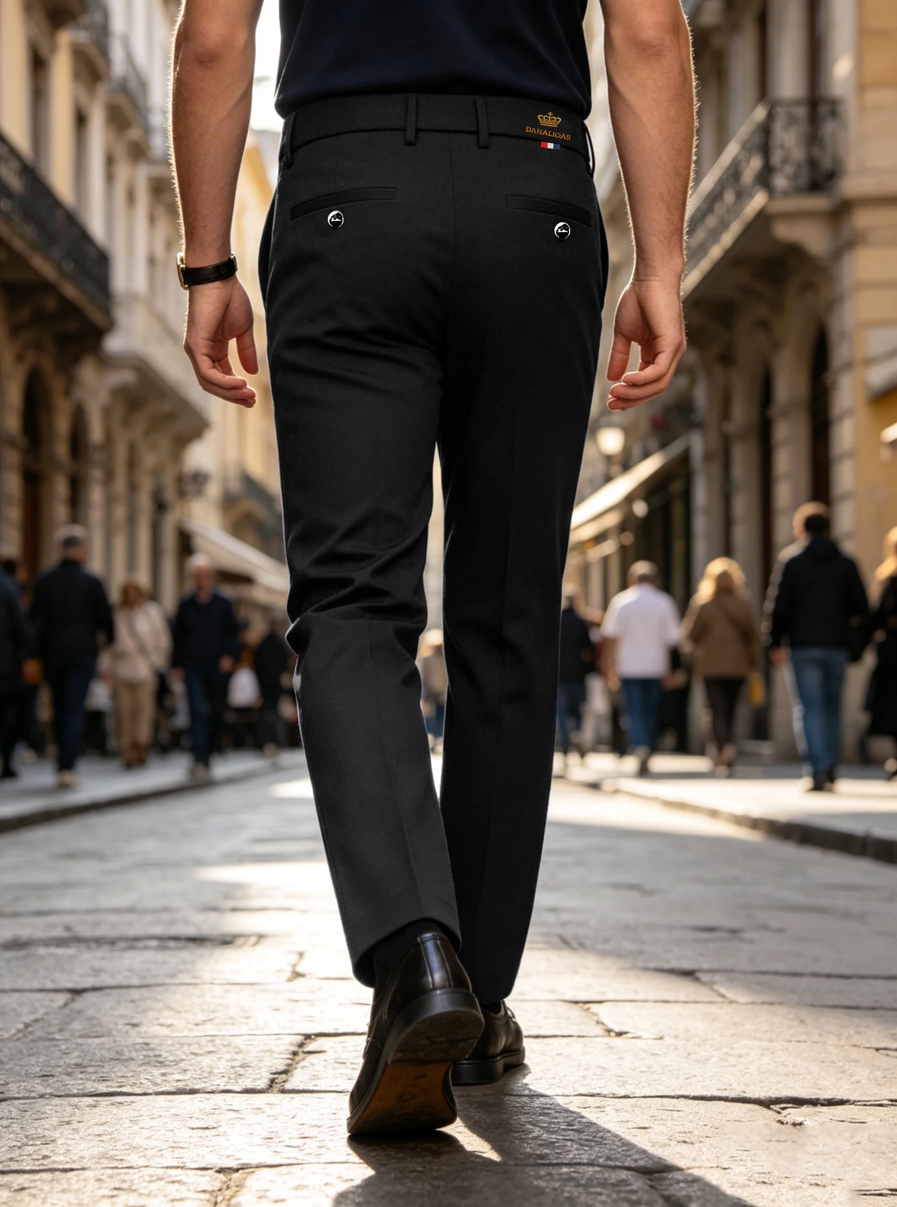Men's Autumn Fall Embroidered Business Casual Trousers Straight Fit Comfortable Work Pants for Commuting