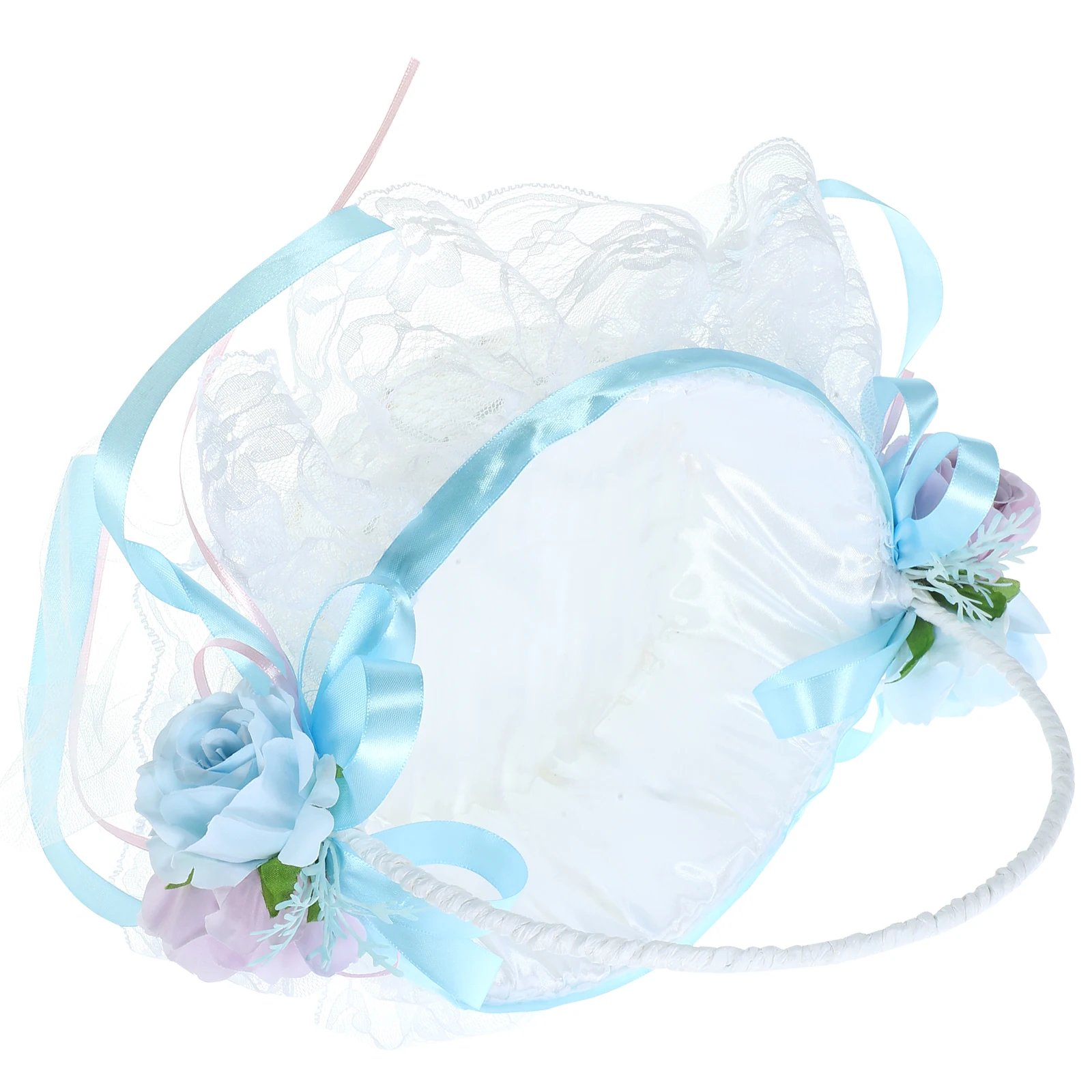 

Wedding Flower Basket White Lace Design Lightweight Portable H Scatter Petals H held Baskets Rustic Plastic Small