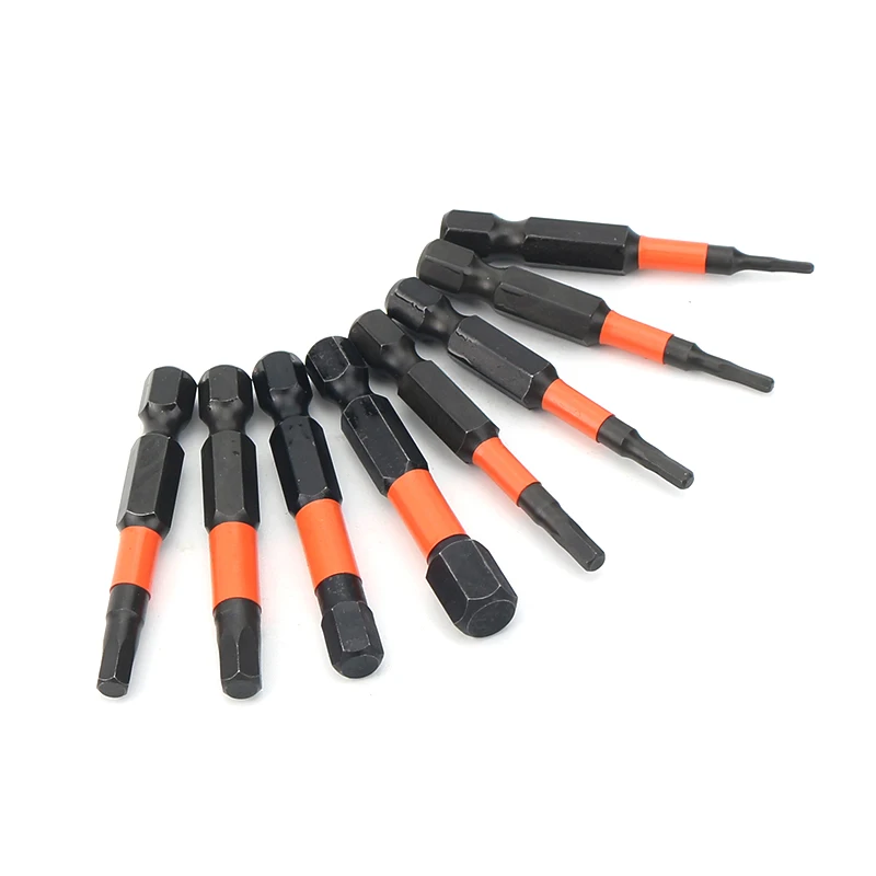 H-Type 50mm Hexagon Socket Magnetic Bit Holder 10pcs TS2 Material Phosphide Black Electric Screwdriver Set Slotted Screw Head