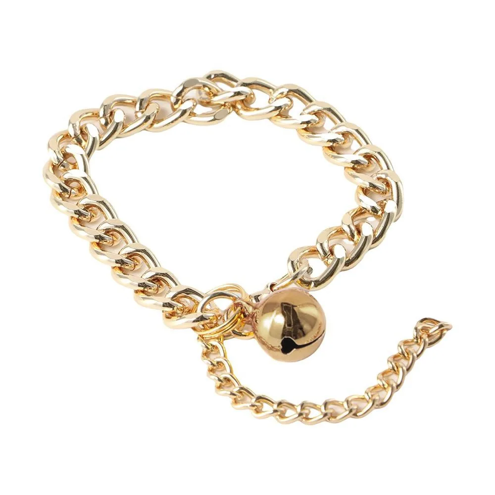 Not Fade No Discoloration with Bell Puppy Small Dog for French Bulldog Dog Gold Chain Dog Necklace Pet Chain Cat Collar