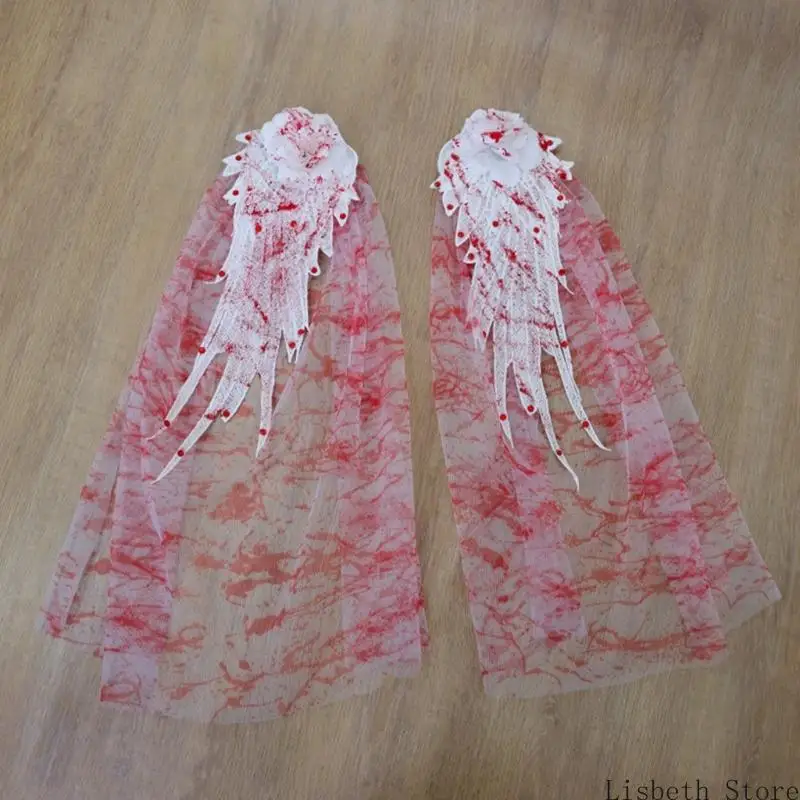 124A 무서운 혈액 효과 머리띠 및 성인 어린이 의상 파티를 위한 어울리는 슬리브