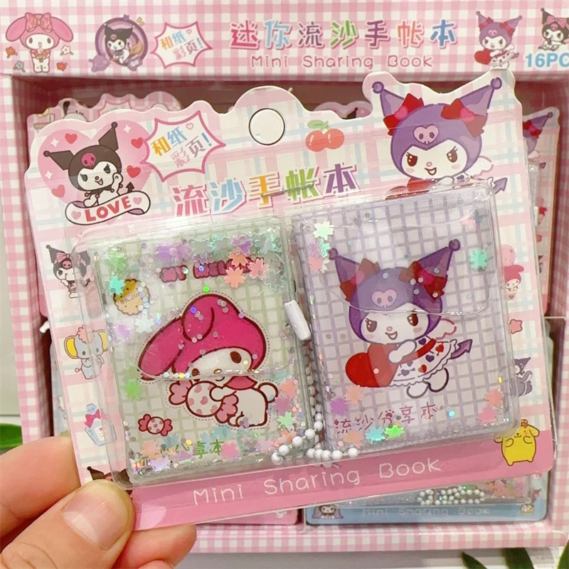 Imagem -02 - Sanrio Kawaii Mini Portable Note Book Kuromi Melody Notebook Planejador Diário Memo Pad Papelaria Presente Material Escolar 16 Jogo Lote