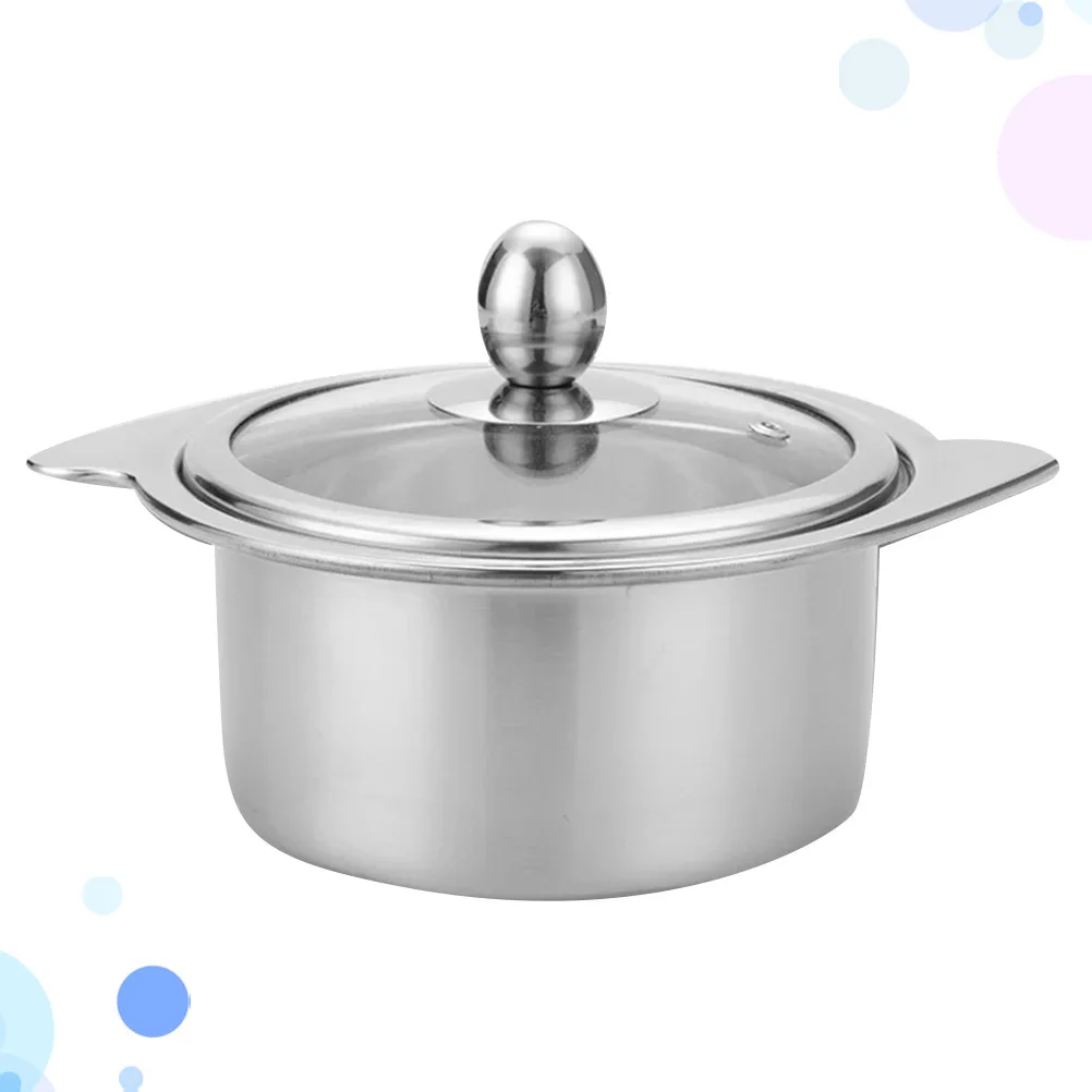 

1Pcs Electric Induction Cooker Hot Pot 18cm Stainless Steel Pot Lid Easy Cooking Stewpan Wok Steel Stewpot