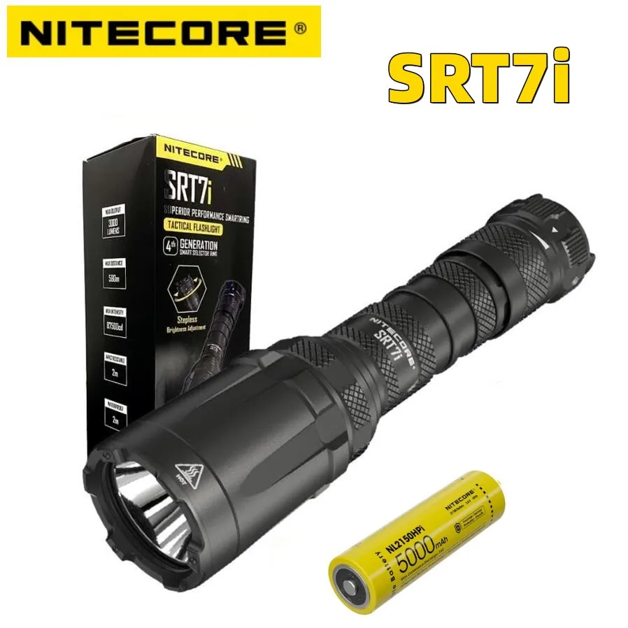 NITECORE SRT7i Flashlight 3000 Lumens Beam Max 580m Tactical Rechargeable Smart Selector Ring Torch Light with 5000mAh Battery