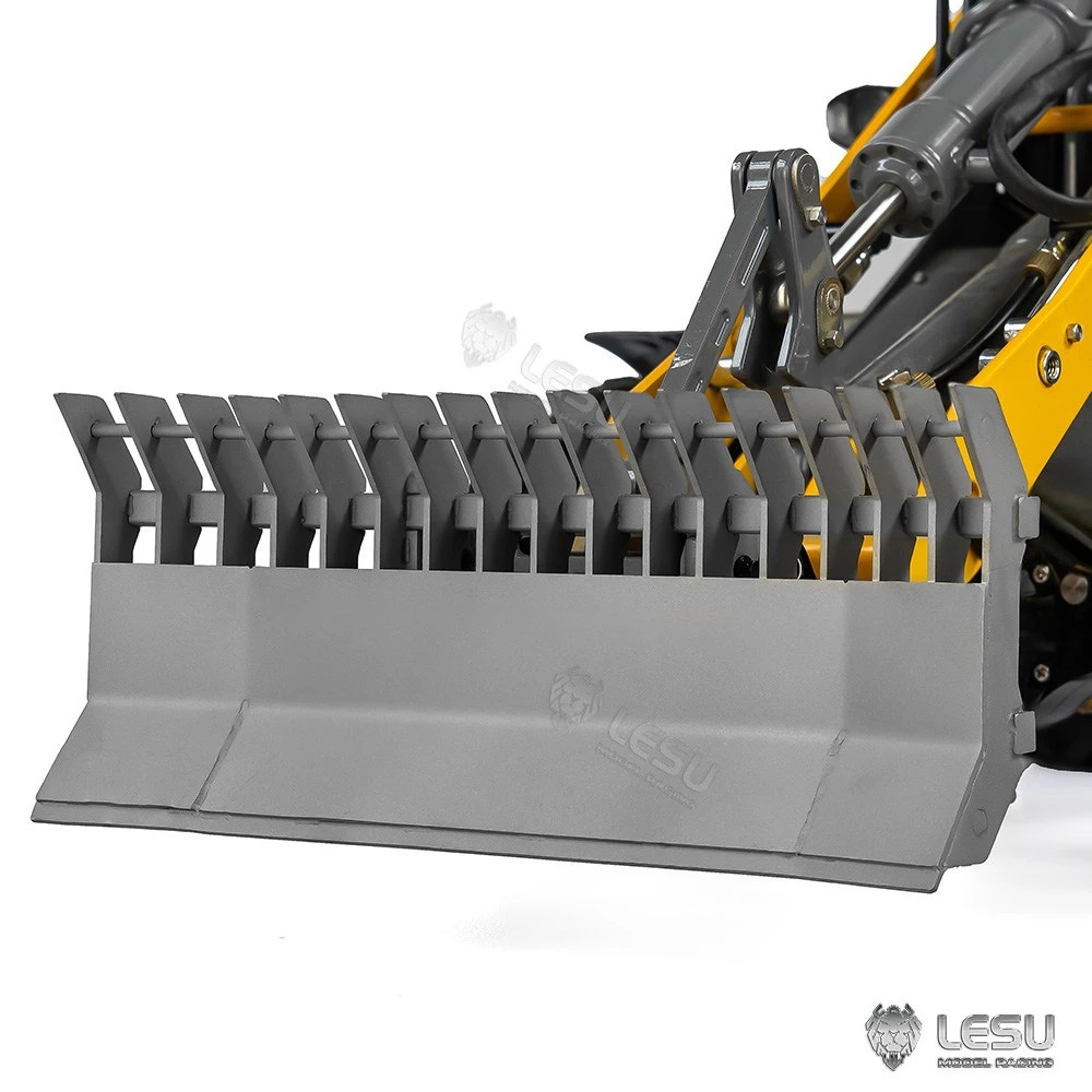1/14 AT-C0028-B MCL8 Loader Compatible Attachments Full Metal Bulldozer Rake Bucket Lesu