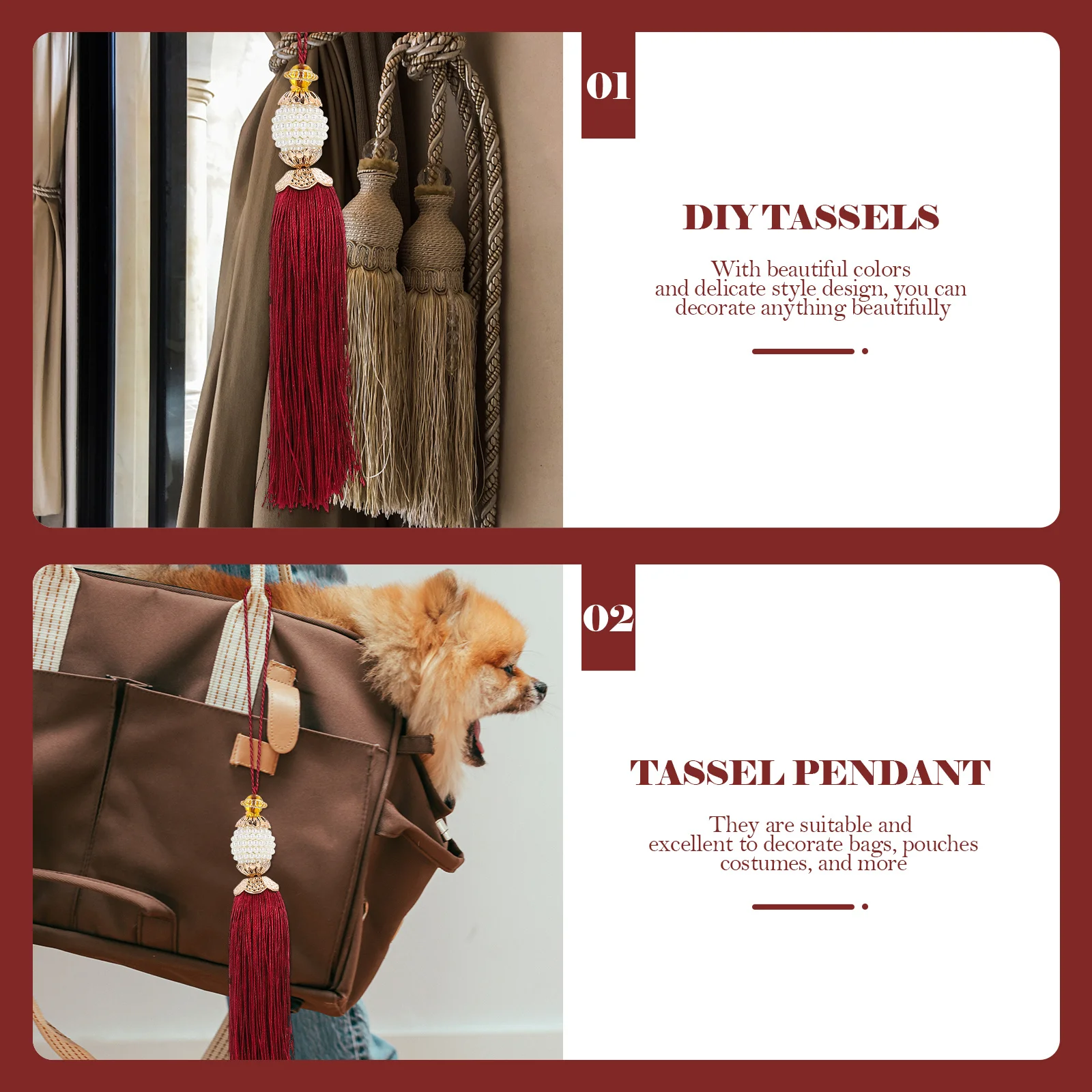 

2Pcs Exquisite Tassels DIY Home Decor Beautiful Colors Delicate Style for Bags Pouches Costumes DIY Tassels Bag Tassel Pendants