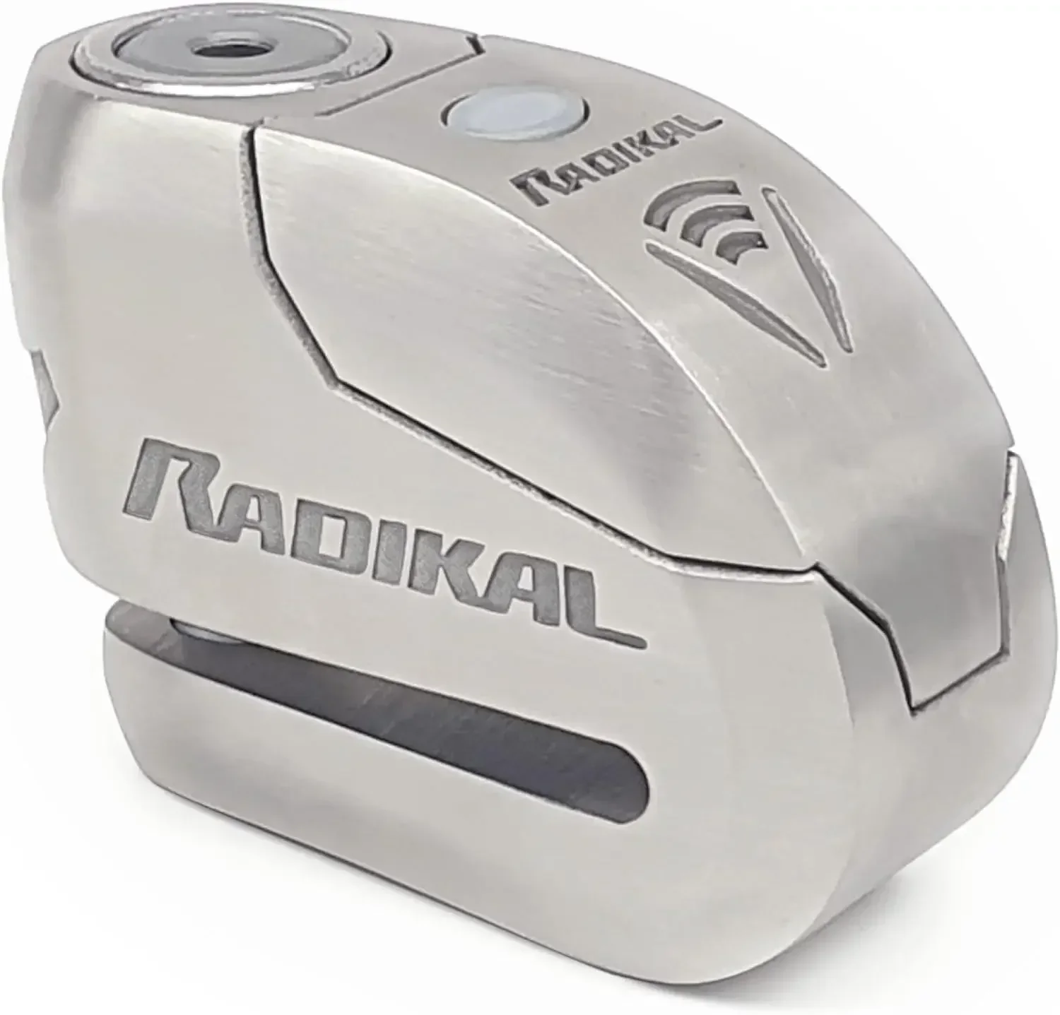 RADIKAL RK14S Premium Motorcycle Alarm Disk Lock 120dB Button ON/Off, Warning LED Alert, SRA Approved, Double Locking 14mm