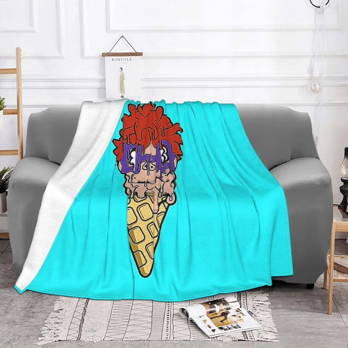 Ice Cream Rugrat Ultra-Soft Micro Fleece Blanket Black Flannel Blanket