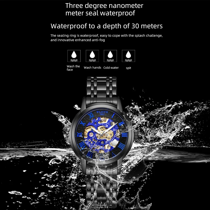 High-end Business Men\'s Watch Glow-in-the-dark Waterproof Hollow Automatic Mechanical Watch Fashion explosion