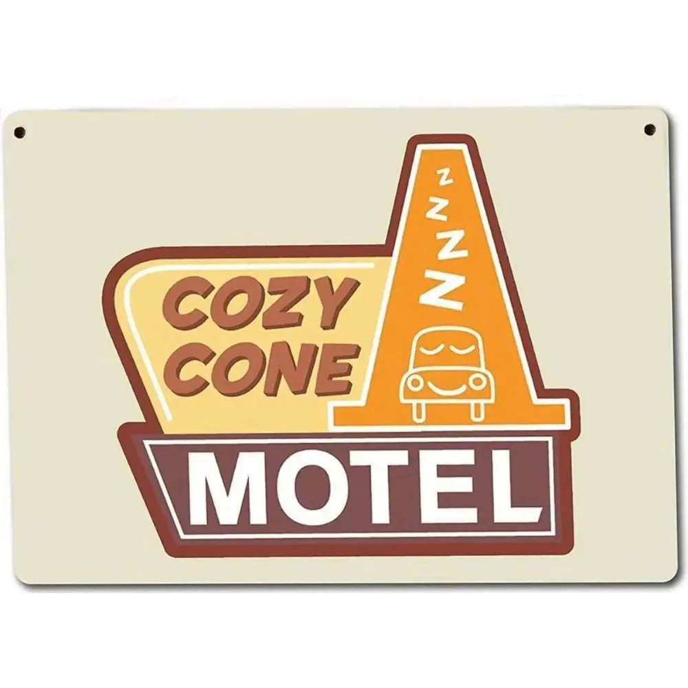 RetroCozyConeMetallschild Cozy Cone Motel Metallschild 8x12 Zoll Wandkunst Retro Blechschild Landstraßen-Dekor Männerhöhle Geschenk
