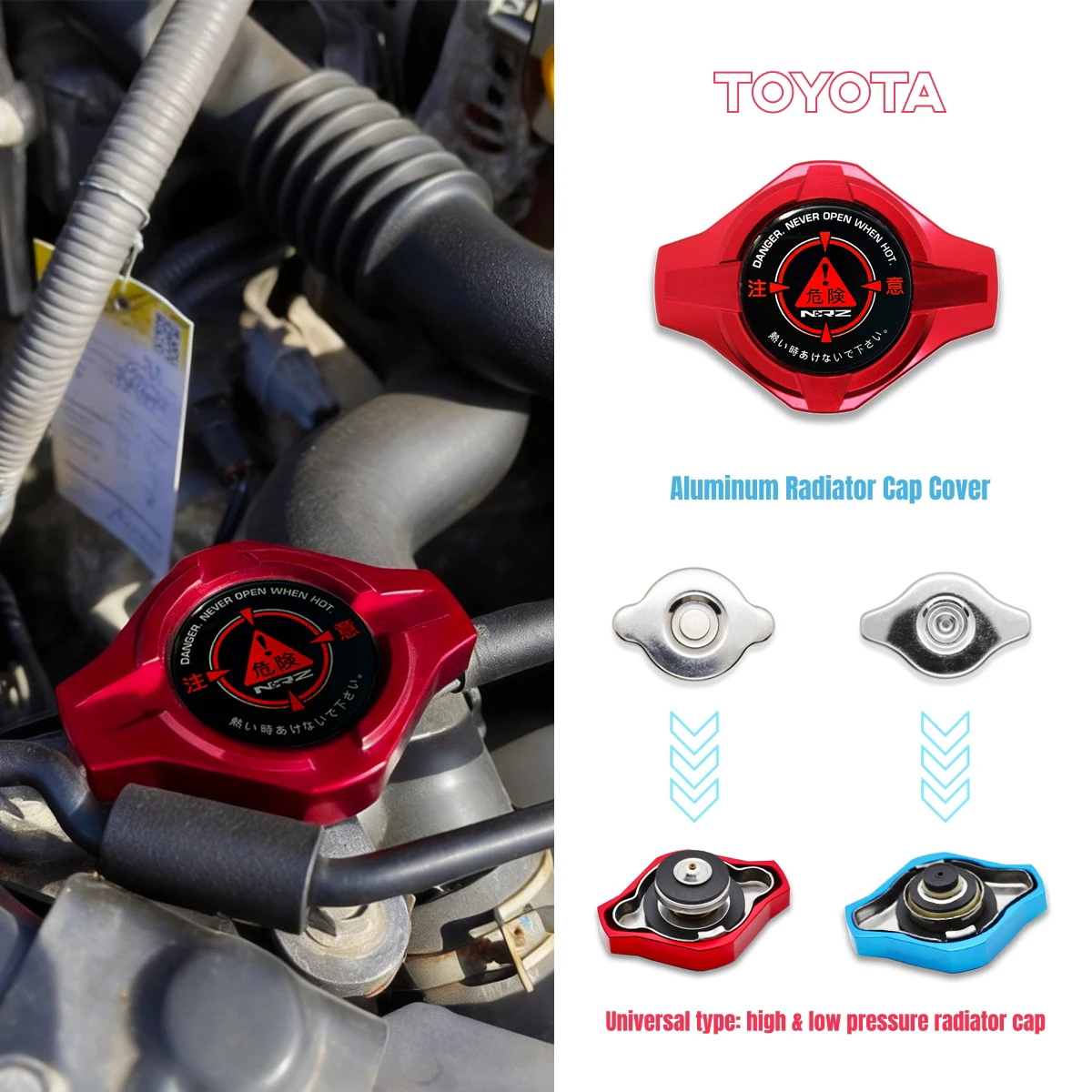 Tampa de Radiador de Alumínio para Toyota COROLLA LEVIN CELICA GTS JDM TRUENO AE86 MATRIX MR2 YARIS XRS SCION CAMRY JDM