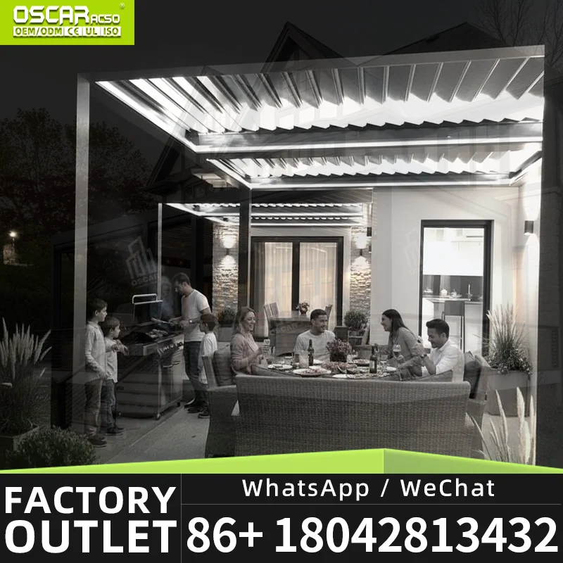 Personalized Weather Resistant Aluminum Garden Pergola Adjustable Louver Roof Canopy Patio Deck Backyard Poolside Party Europe M