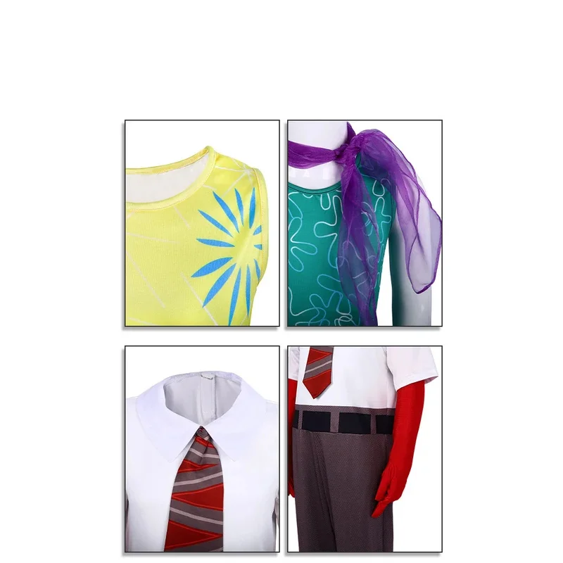 Movie Inside-Out Disgust Cosplay Costume Inside-Out Joy Inspired Dress Wig Kids Halloween Christmas School Party Cosplay Costume