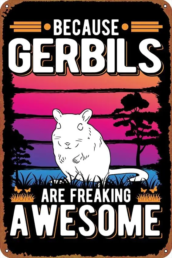 Gerbil Racing rat Poster Vintage Cute Metal Sign Gift Retro Novelty Cafe Store Garage Tin Signs8x12 Inch sign