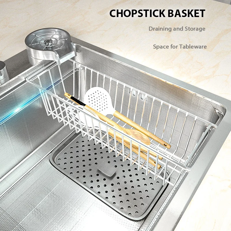 Stainless steel kitchen household sink and vegetable washing blot multi-function large single tank lower installation basin