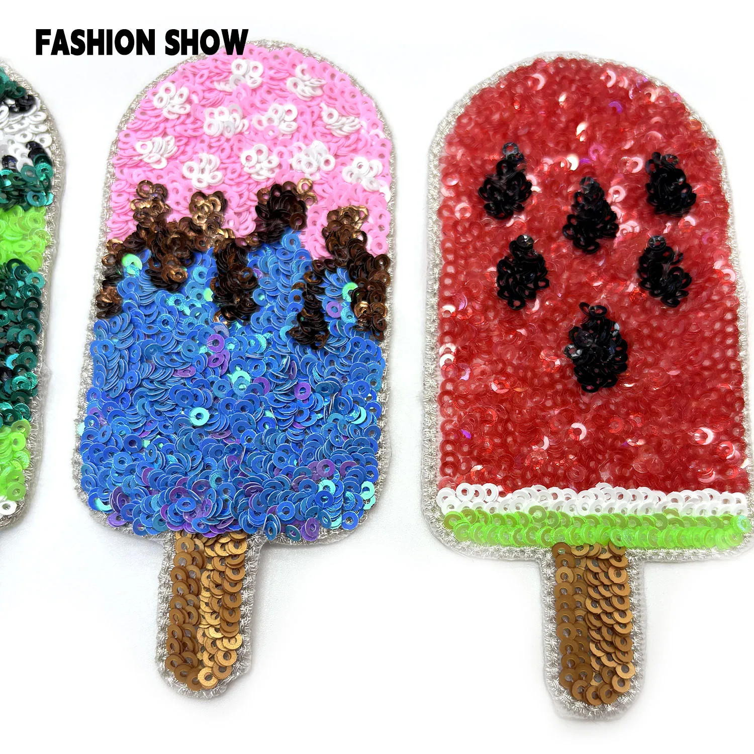 رقع تطريز بالترتر على شكل آيس كريم مخروط الثلج، رقع حجر الراين الإصلاح الساخن، يمكن كيها أو خياطةها يدويًا، إكسسوارات الملابس، ديكور DIY، البلوزات، القمصان، القبعات، الإصلاح