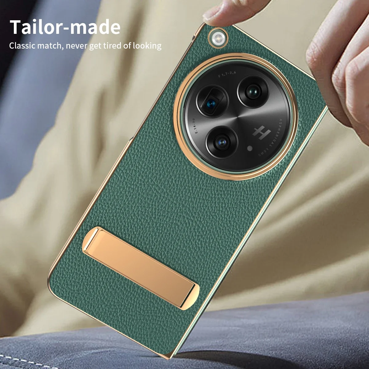 For OnePlus Open Case Leather Plating Luxury Kickstand Shockproof 360 Full Screen Protector Cover For Oppo Find N3 Phone Cases