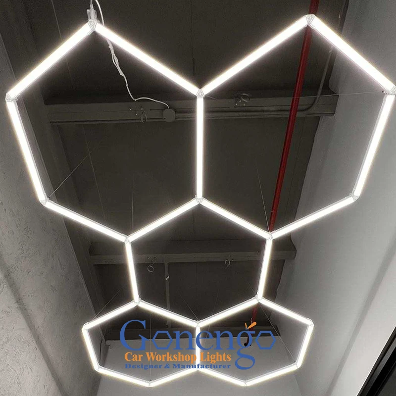 Fast Delivery TOP Sale 6500K DIY Hexagon Grid Honeycomb LED Ceiling Car Care Showroom Detailing Garage Lighting