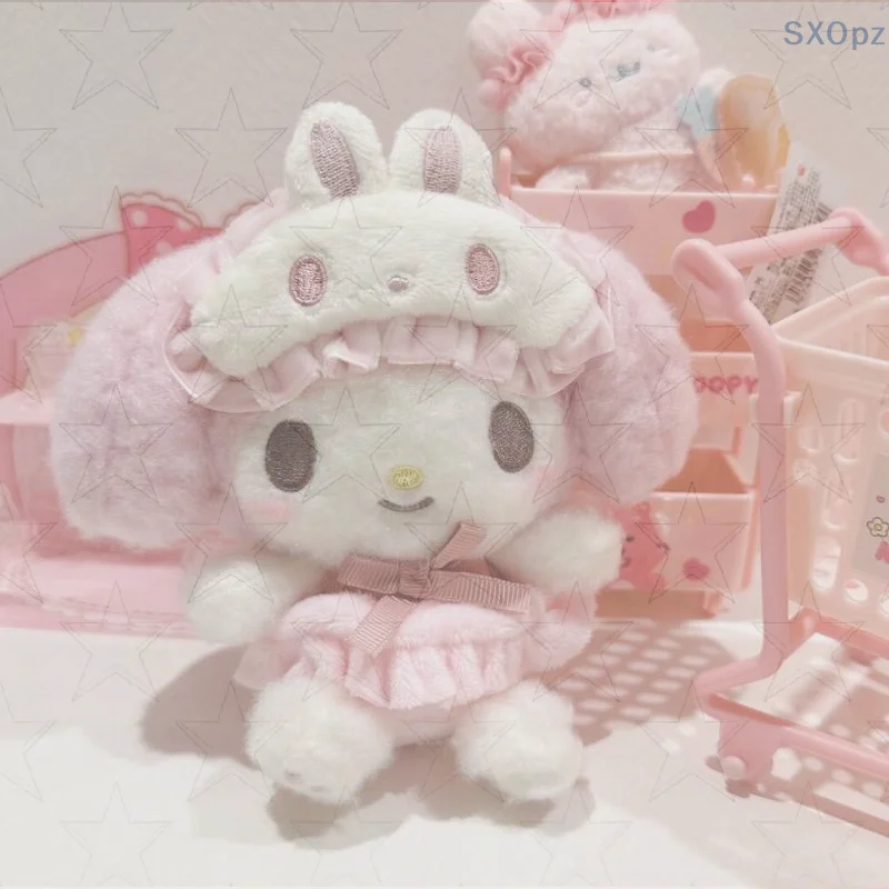 Dibujos animados Anime My Melody usando gafas muñeco de peluche llavero Kawaii pareja mochila colgante regalo