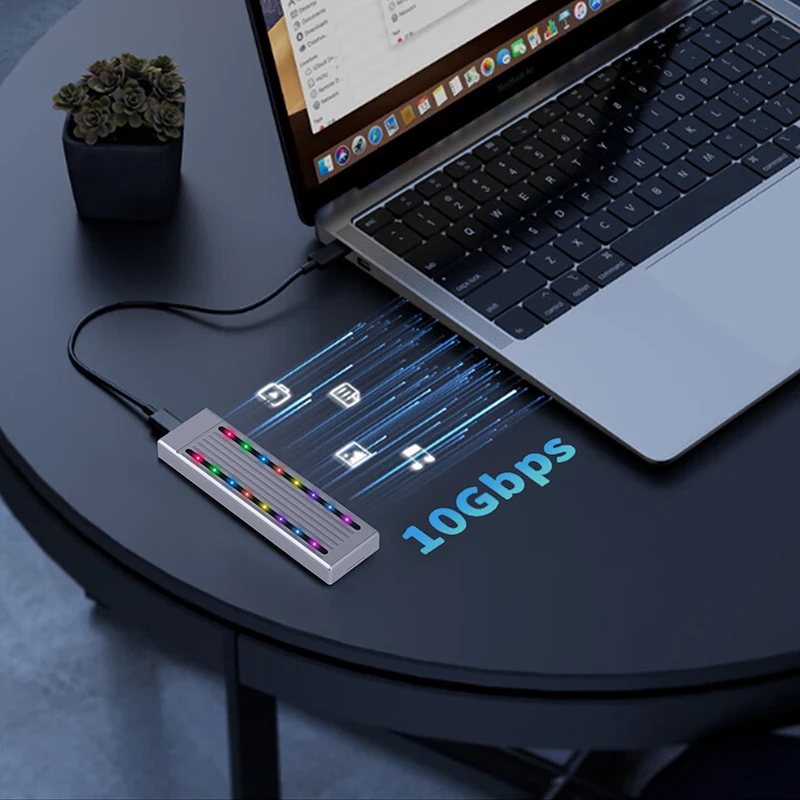 CNCアルミニウム合金ハウジング,USB 3.2,タイプc,gen2,nvme ssd,2230, 2242, 2260 m,2280 gbpsを備えたm2ケース