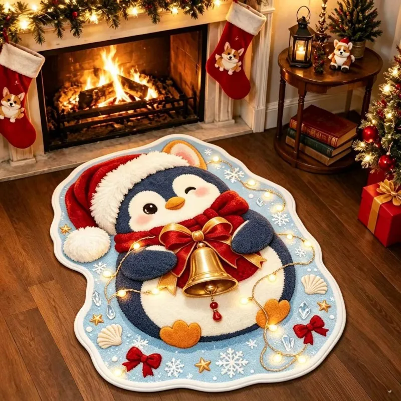 VIKAMA Cute Christmas Alien Doormat—Holiday Non-Slip Mat for Entryways, Living Rooms, Bedrooms, and in Front of Fireplaces
