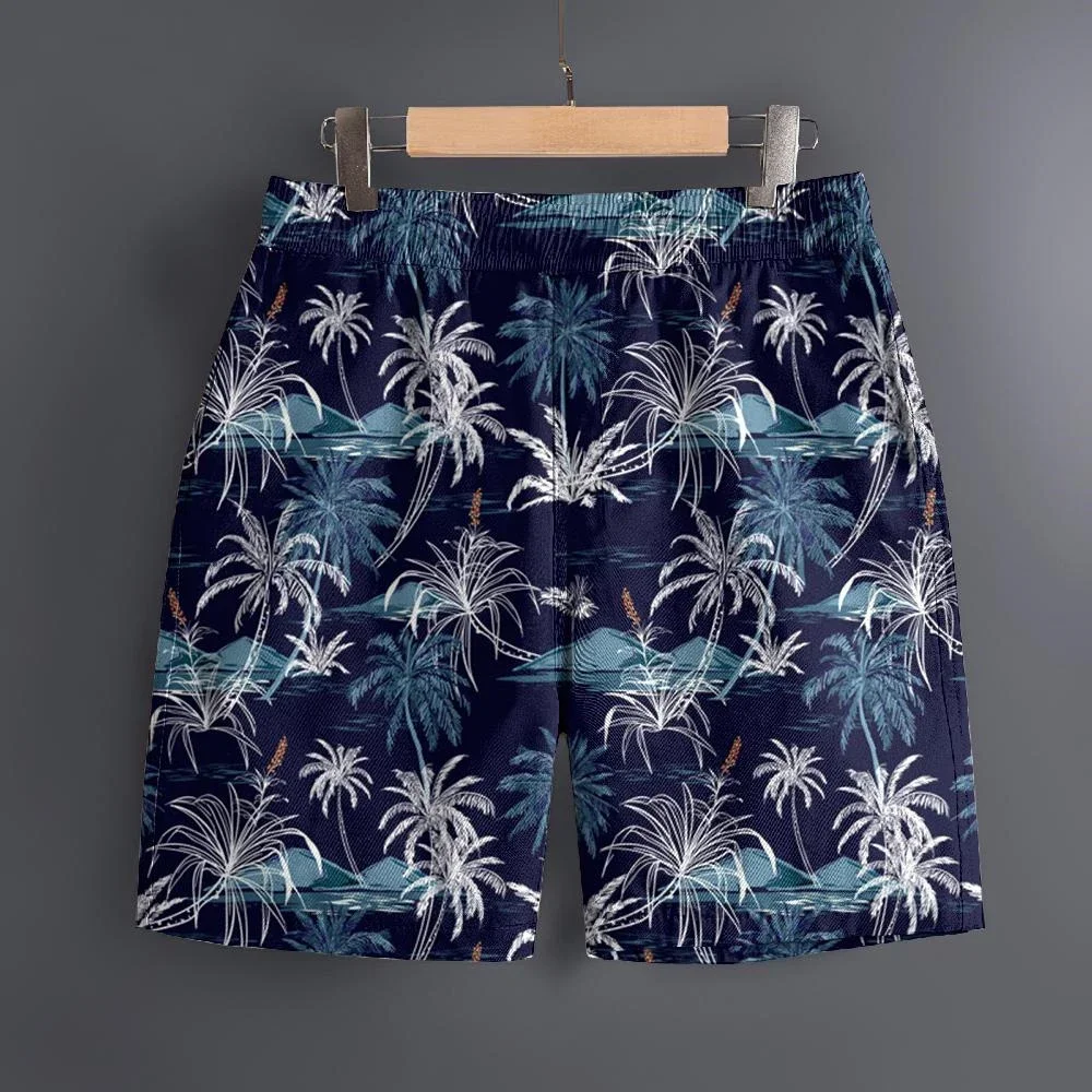 Men's Hawaiian 3D Beach Palm Tree Pattern Beach Shorts Quick Dry Outdoor Leisure Sports Shorts Fashion Men's Shorts